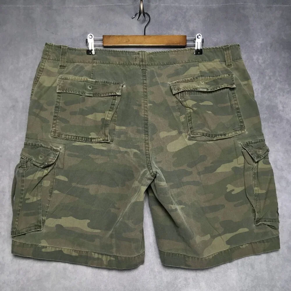 Faded Glory‎ Mens Cargo Shorts size 42 Green Jungle Camouflage Cotton Pockets